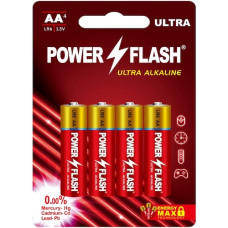 Батарейка лужна Power Flash Ultra AA (LR6), 1.5 В, 4 шт