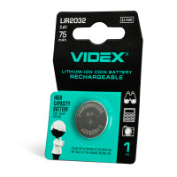 Акумулятор Li-ion Videx LIR2032, 75 мА·год, 3.7 В, 1 шт