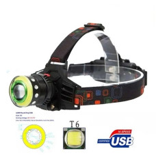 Ліхтар налобний BL-T105 T6+COB 2x18650, Micro-USB, Zoom