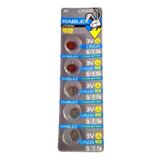 Батарейка літієва Rablex CR1220, 3 В, 5 шт