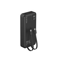 УМБ Power Bank Kensa 20000mAh, PD 30W, QC 22.5W, 2 вбудовані кабелі, LED дисплей, Black