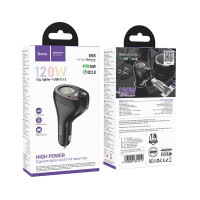 FM-модулятор HOCO E88, 120W, 35W (USB), 2xType-C+1xUSB, гніздо прикурювача, BT 5.4, Чорний