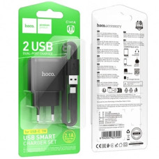 МЗП HOCO C141A, 12W, 2.4A, 2xUSB, Чорний