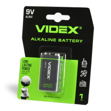Батарейка лужна Videx Крона 9 В (6LR61), 1 шт