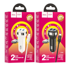 АЗП HOCO Z40 (2USB/2.4A) + USB - MicroUSB (12pc) (білий)