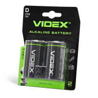 Батарейка лужна Videx D (LR20), 1.5 В, 2 шт