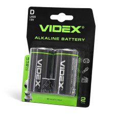 Батарейка лужна Videx D (LR20), 1.5 В, 2 шт