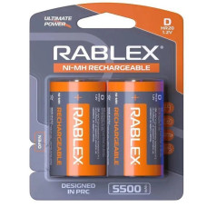 Акумулятори Ni-MH Rablex D (HR20), 5500 мА·год, 2 шт