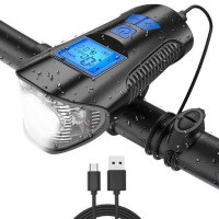Велофара з велокомп'ютером та сигналом XA-585-T6+2LED, 1000 Лм, 4 режими, Li-Ion, Waterproof, 1 шт