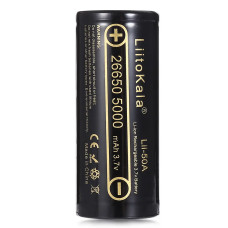 Акумулятор Li-ion LiitoKala 26650, 5000 мА·год, 3.7 В, високострумовий (Lii-50A)