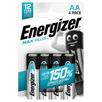 Батарейка лужна Energizer Max Plus AA (LR6), 1.5 В, 4 шт