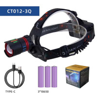 Фонарь налобный NVF CT012-3L-TG 3x18650, Power Bank, Type-C, Zoom