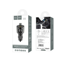 FM-модулятор HOCO E19 Smart, 2.4A, 2xUSB, BT, Сірий