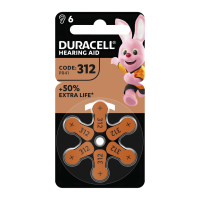 Батарейка цинк-повітряна Duracell 312 (HA312), 1.45 В, 6 шт