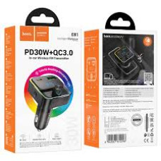 FM-модулятор HOCO E81, PD/QC, 2xType-C+1xUSB, BT, Чорний