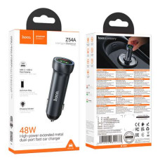 АЗП HOCO Z54A, 30W, PD+QC3.0, Type-C+USB, Сірий