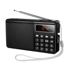 Радіоприймач HOCO HI50, порт., AM/FM, BT5.3, USB/TF, AUX, 1200мАг, LED, 1x18650, ліхтар, чорний