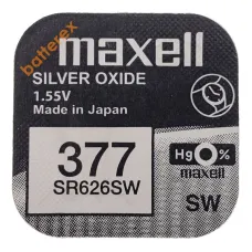 Батарейка срібно-оксидна Maxell 377 (SR626SW), 1.55 В, 1 шт