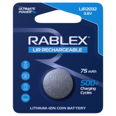 Акумулятор Li-ion Rablex LIR2032, 75 мА·год, 3.7 В, 1 шт