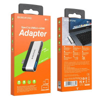 Переходник OTG Borofone DH2 Type-C to HDMI+USB3,0 (черно-стальной)