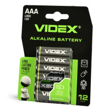 Батарейка лужна Videx AAA (LR03), 1.5 В, 12 шт