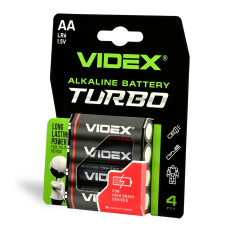 Батарейка лужна Videx Turbo AA (LR6), 1.5 В, 4 шт