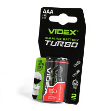 Батарейка лужна Videx Turbo AAA (LR03), 1.5 В, 2 шт