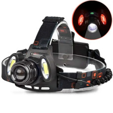 Ліхтар налобний BL-2117 T6+2COB 2x18650, Micro-USB, Zoom
