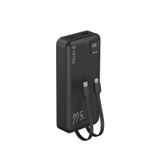 УМБ Power Bank Kensa 30000mAh, PD 30W, QC 22.5W, 2 вбудовані кабелі, ремінець, LED дисплей, Black