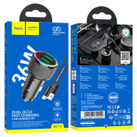 АЗП HOCO NZ14, 36W, 3A, QC3.0, 2xUSB, Черный
