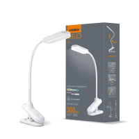 Лампа настільна LED VIDEX VL-TF09W 7W 3000-5500K на прищіпці біла, 1 шт