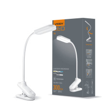Лампа настільна LED VIDEX VL-TF09W 7W 3000-5500K на прищіпці біла, 1 шт