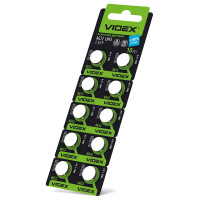 Батарейка лужна Videx AG12 (LR43/386), 1.5 В, 10 шт