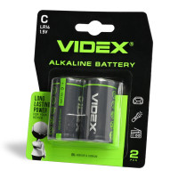 Батарейка лужна Videx C (LR14), 1.5 В, 2 шт