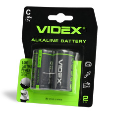Батарейка лужна Videx C (LR14), 1.5 В, 2 шт