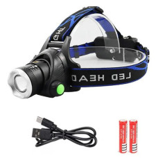 Ліхтар налобний PLD-V9-F 4XPE RGB 2x18650, Type-C, Zoom