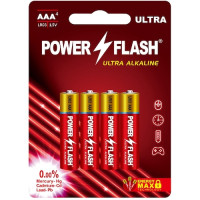 Батарейка щелочная Power Flash Ultra AAA (LR03), 1.5 В, 4 шт