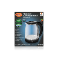 Чайник електричний скляний BITEK BT-3110, 1,8 л, 2400 Вт, синє LED-підсвічування