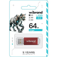 Флеш-накопичувач Wibrand USB 2.0 Cougar 64Gb Red