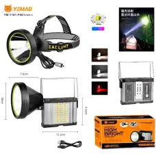 Ліхтар налобний Yemao YM-T101 XHP50+SMD RGB Li-Ion, Power Bank