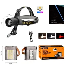 Ліхтар налобний Yemao YM-T102 TG+SMD RGB Li-Ion, Power Bank, Zoom