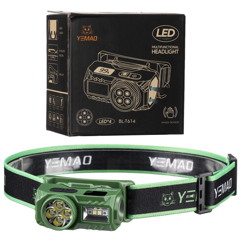 Ліхтар налобний Yemao YM-T614 4XTE+2LED 380Lm Li-Ion