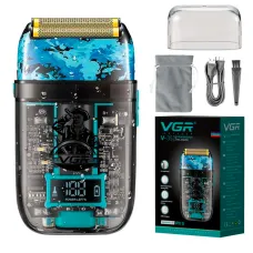 Електробритва VGR V-352, сітчаста (шейвер), подвійне лезо, IPX5, LED-дисплей