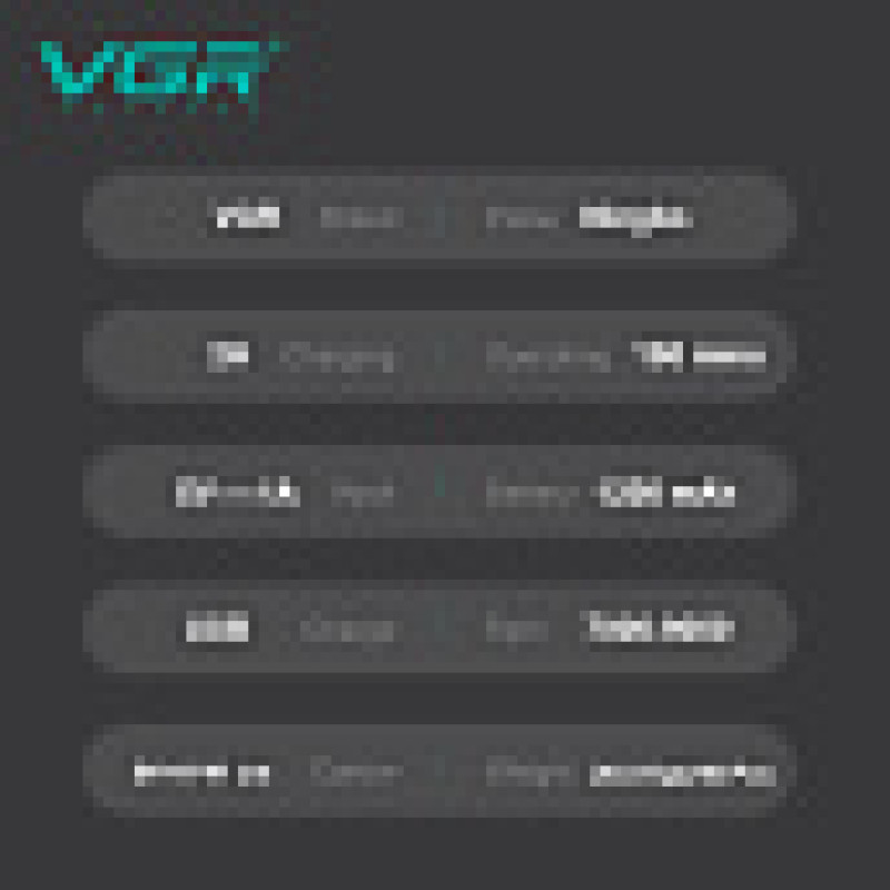 Електробритва VGR V-640 S, сітчаста (шейвер), подвійне лезо, 9000 об/хв, IPX6, LED-дисплей