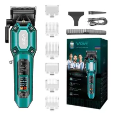 Машинка для стрижки VGR V-600B, 6 насадок, 7000 об/хв, LED-дисплей