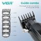 Машинка для стрижки VGR V-662, 6 насадок, 7000 об/хв, LED-дисплей