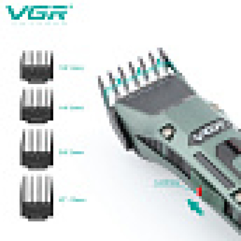 Машинка для стрижки VGR V-696, 4 насадки, LED-дисплей