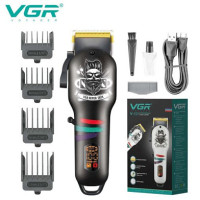Машинка для стрижки VGR V-699, 4 насадки, LED-дисплей