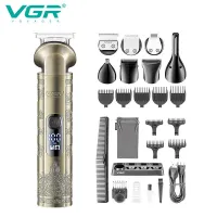 Набір для стрижки VGR V-110, 8 в 1, 17 насадок, LED-дисплей
