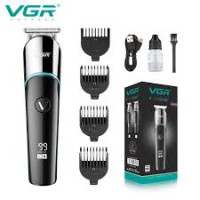 Триммер VGR V-291 BLUE, 4 насадки, LED-дисплей, акум. 120 мин, USB